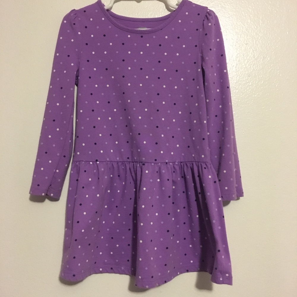 Old Navy Purple Long Sleeve Polka Dotted Dress